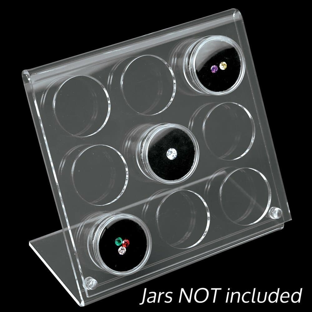Clear Acrylic Jewelry Gem Jar Display Bead Holder Organizer Stand ~ Holds 9 Jars 2