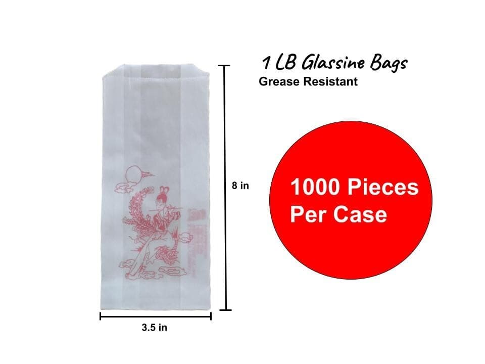1 Lb Glassine Bag Small Portion/8in x 3.5in/1000 Pcs