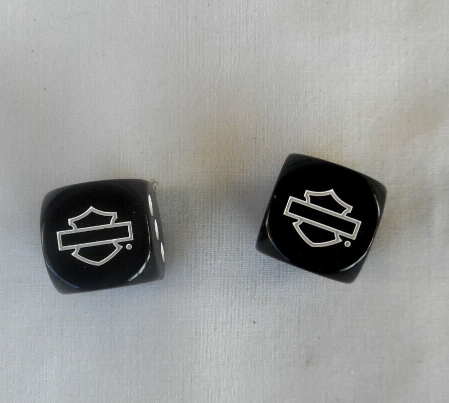 Harley Davidson Black  White  Gaming Dice Set Of Two Dice Licensed Harley 2