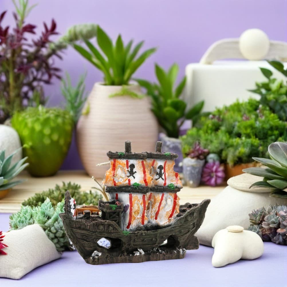  Fish Tank Shipwreck Aquarium Sunken Boat Shrimp Hideout Cave Underwater Shelter 6