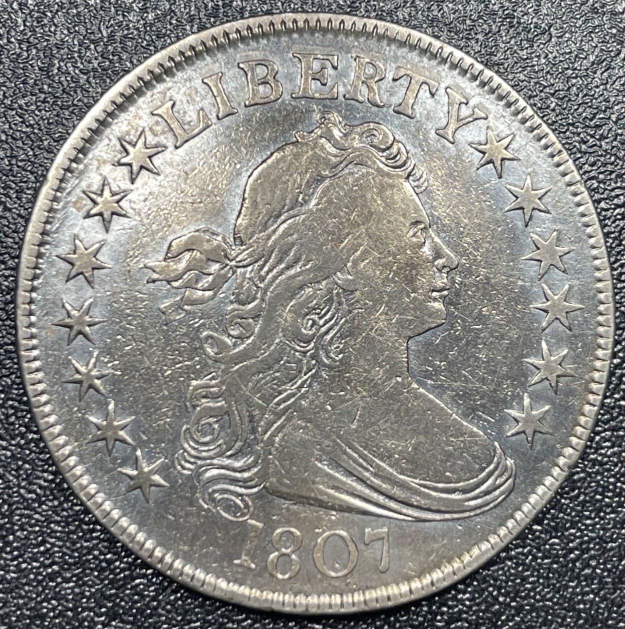 1807 Draped Bust Half Dollar 50c VF Very Fine Details Cleaned