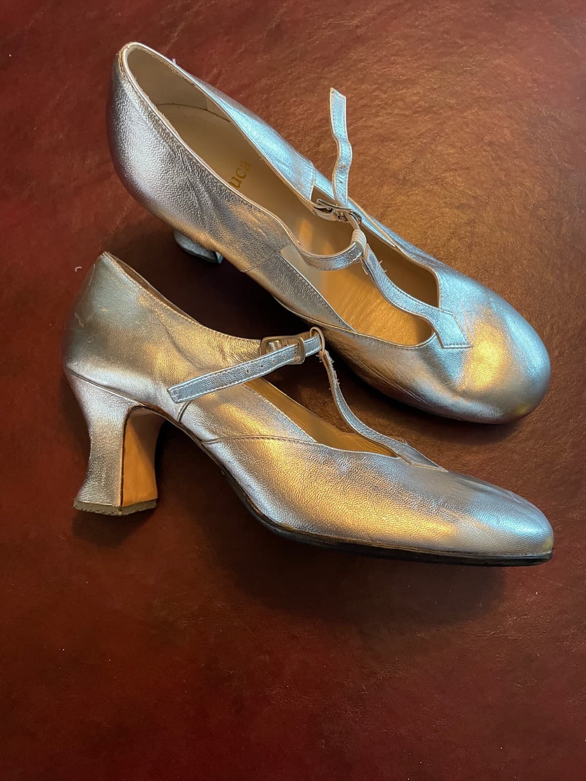 LaDuca 3" heel, hard sole character shoe, silver, 8W man, 10W woman size 2