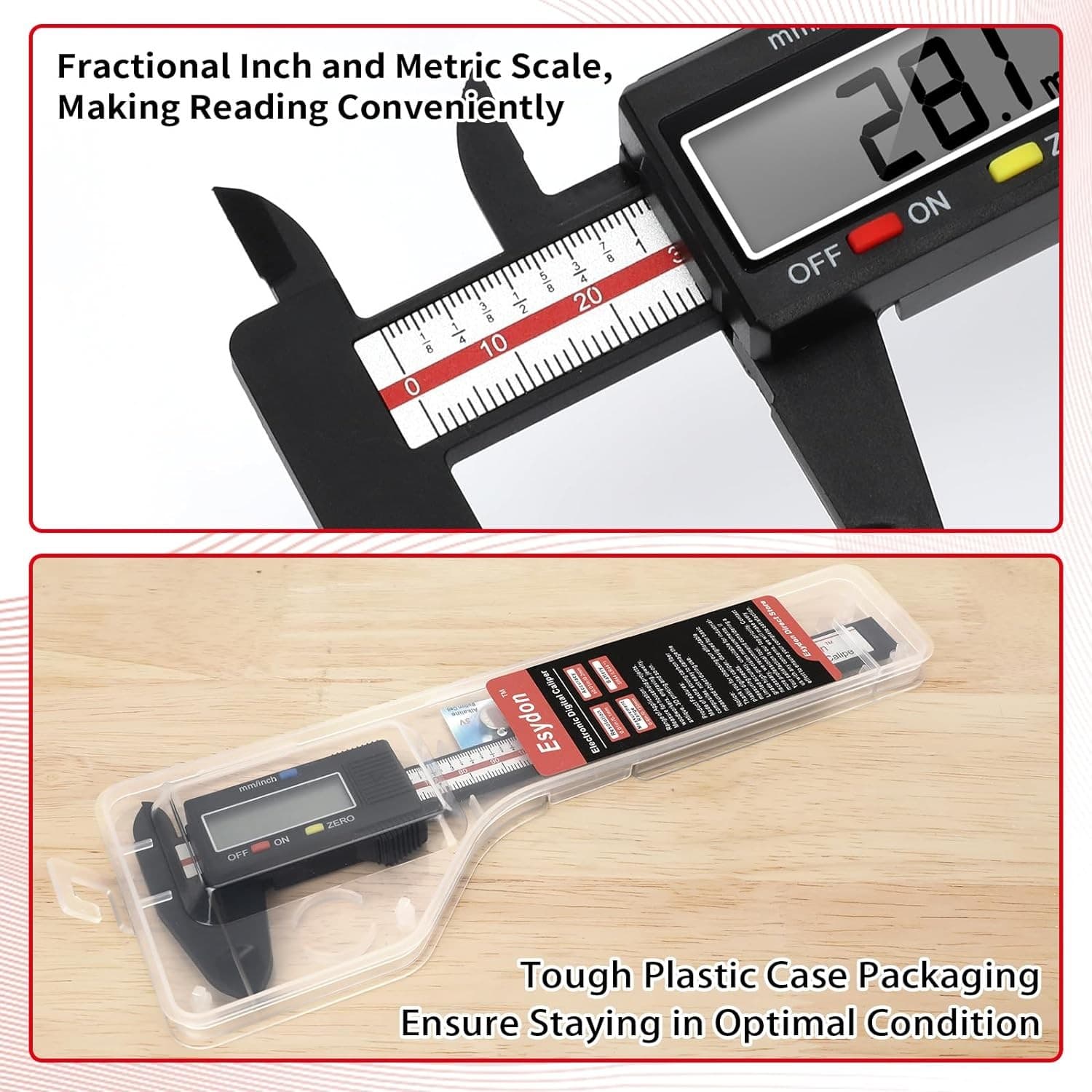 Digital Caliper, Esydon Upgraded Calipers 6 inch, Measuring Tool, Electronic Rul 5