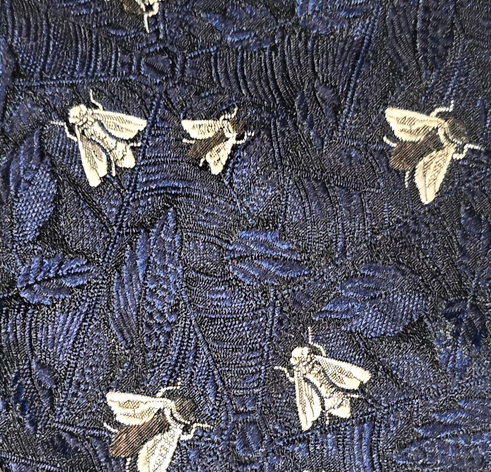 Vintage 1950s Marea Necktie Spiderwebs Embroidered Flies Insects Handmade Italy 4