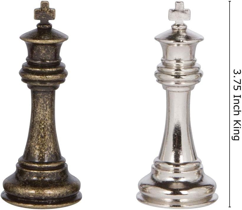 Edgemar Silver and Bronze Metal Chess Pieces with 3.75 Inch King and Extra Queen 3