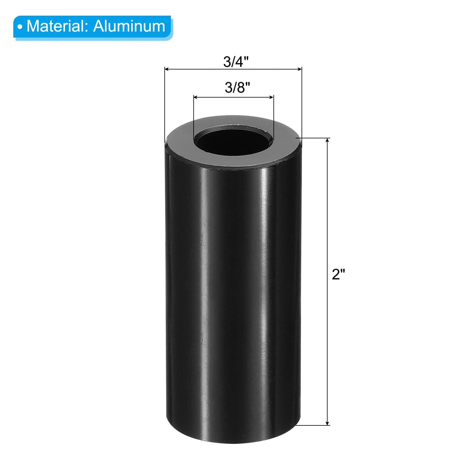 10 Pcs M10 Aluminum Spacers Metal Spacer Aluminum 3/8" ID x 3/4" OD x 2" L 2