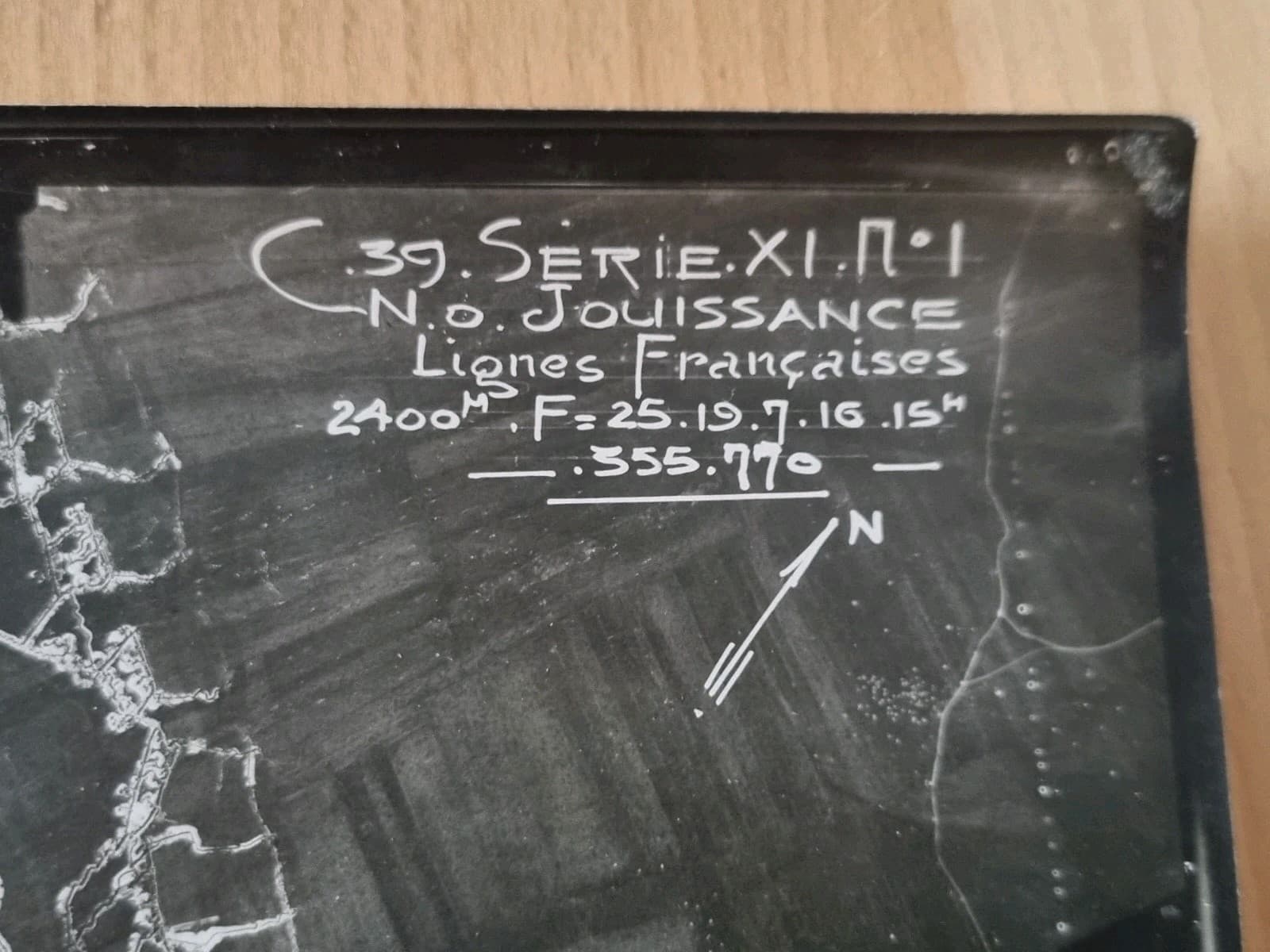 RARE ORIGINAL WW1 FRENCH AERIAL PHOTO FRENCH LINE AT JOUISSANCE 19.7.16 18x13 cm 2