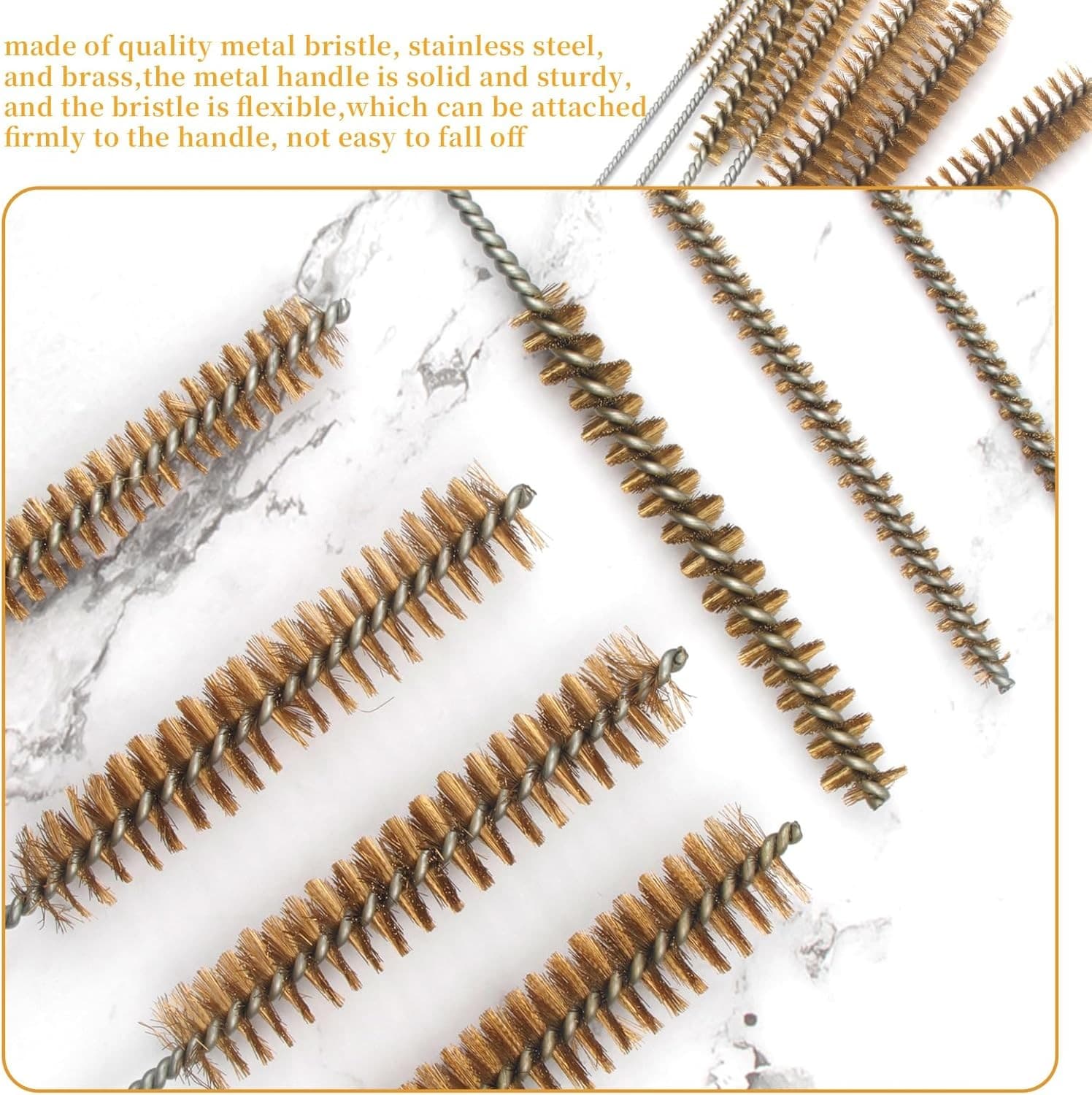 7 PCS Tube Brush Set Brass Wire Pipe Cleaner with 11" Handle for Bottles & Tubes 5