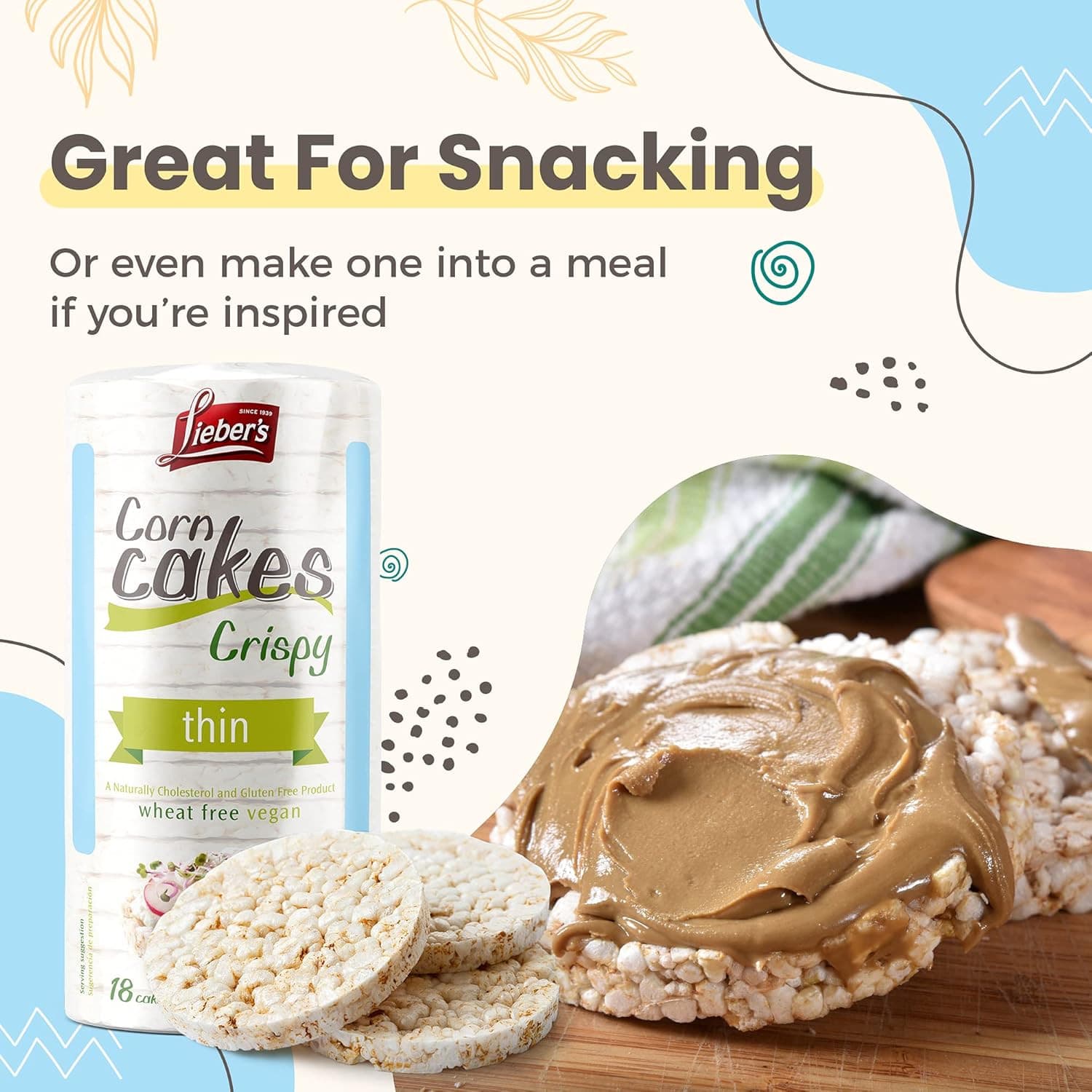 Rice Cakes, Kosher Certified Snack, Dairy Free, Wheat Free, Gluten Free, and Veg 4