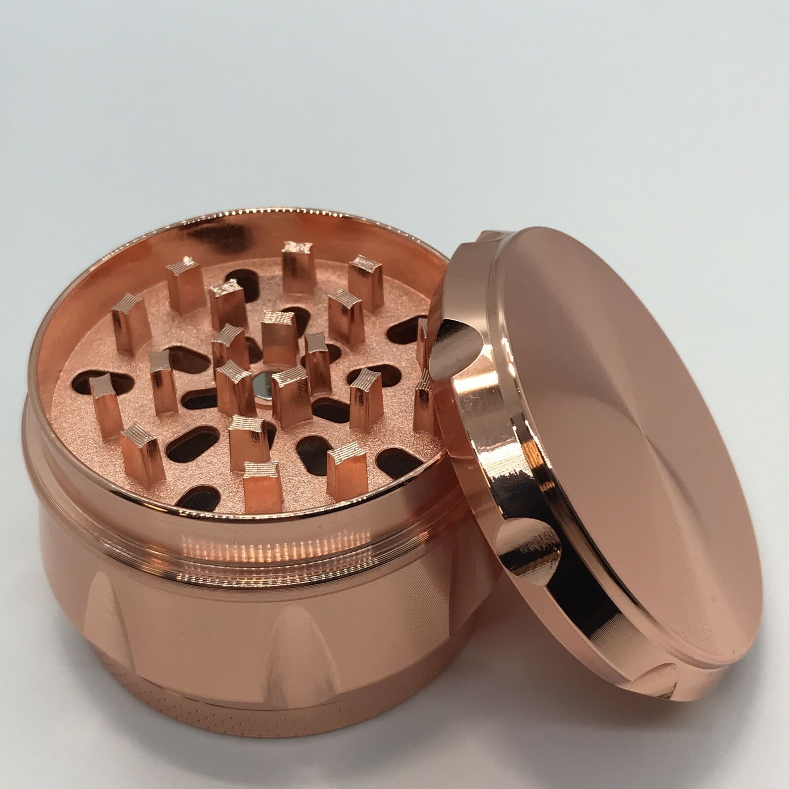2.2 Inch 4 Piece Metal Large Dry Herb Spice Tobacco Grinder Crusher Rose Gold 2