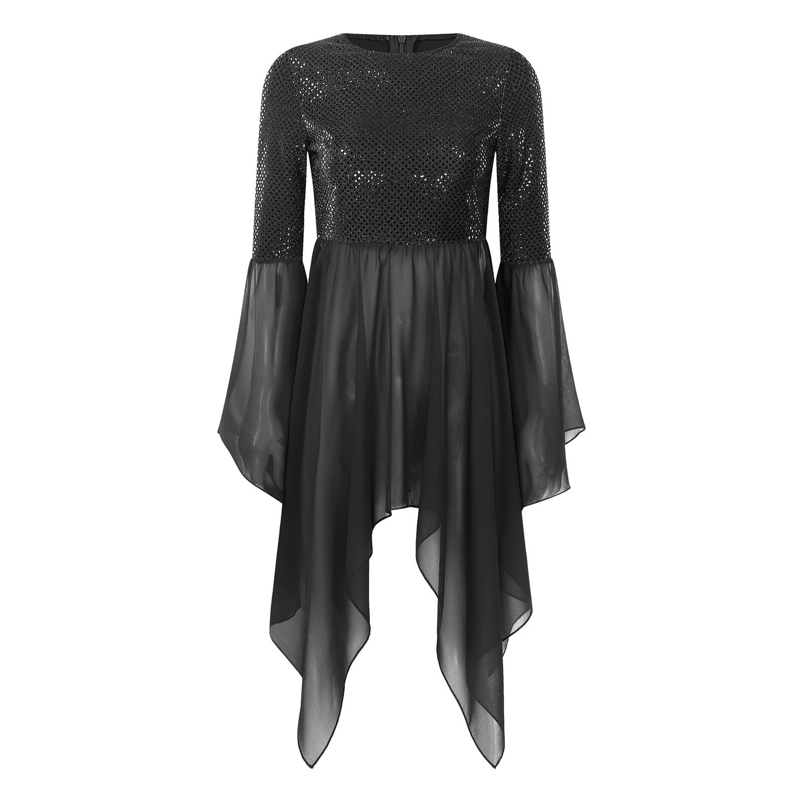 Womens Liturgical Performance Costumes Asymmetrical Round Neck Hem Dress 5