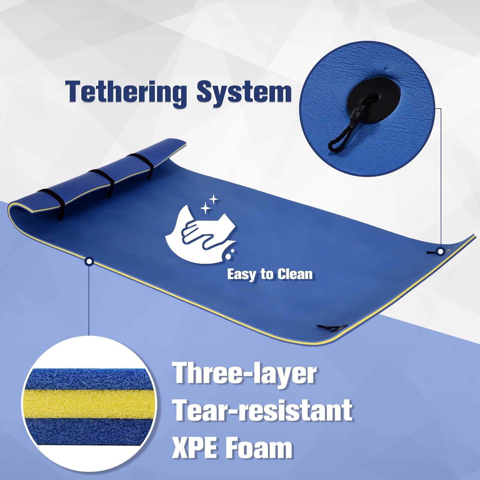 3-Layer Roll-Up Pool Floating Pad for Lake Ocean Swim Platform Water Mat Float 5
