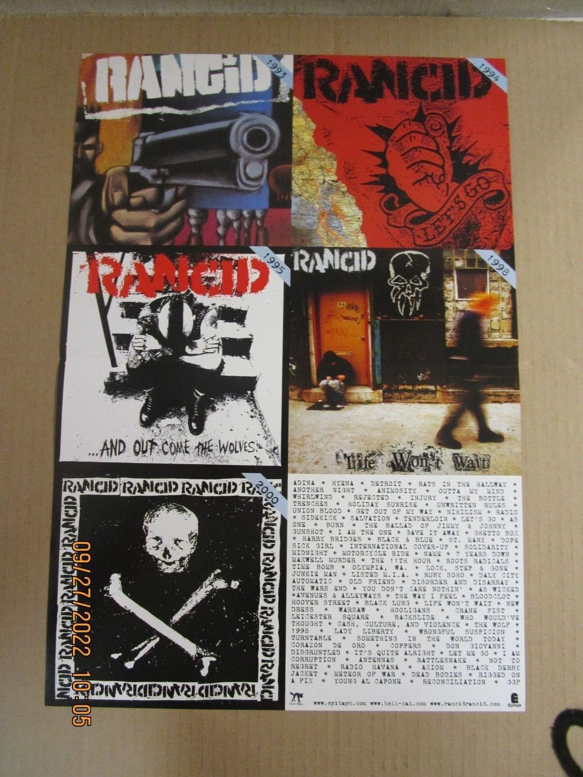 RANCID Back Catalog Promo Poster New! Unused! 2000 Epitaph Records Glossy Print