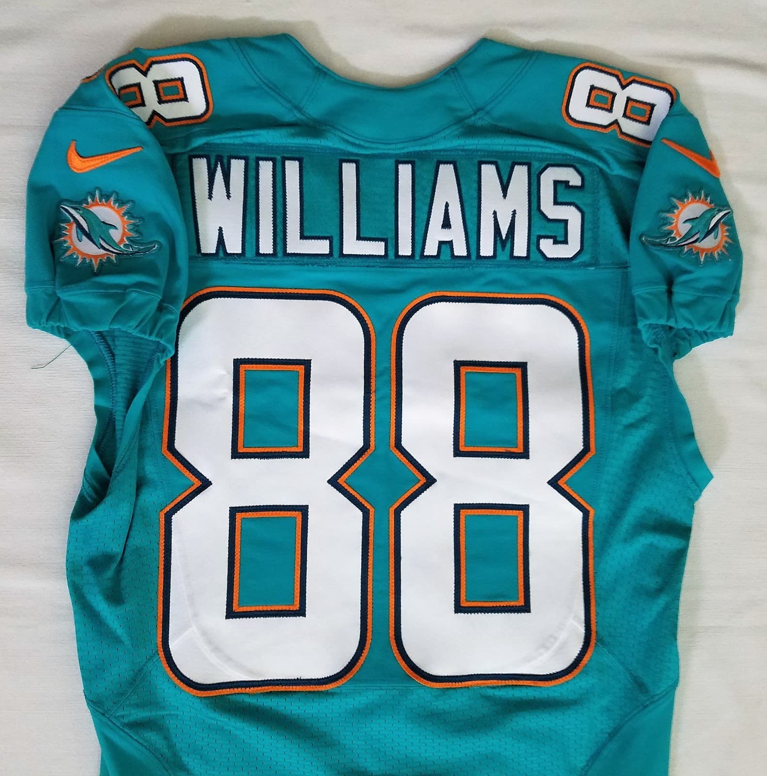 Miami Dolphins #88 Brandon Williams Game‑Issued Jersey W\50 Seasons Patch -34364 2