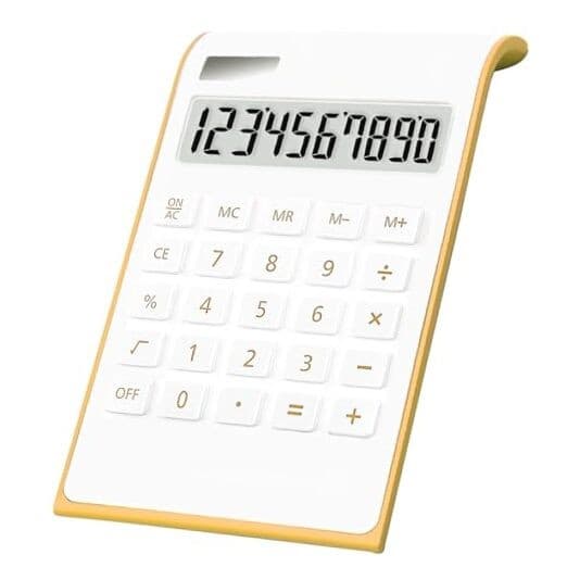 Calculator, 10 Digits Solar Battery Basic, Dual Powered Desktop White