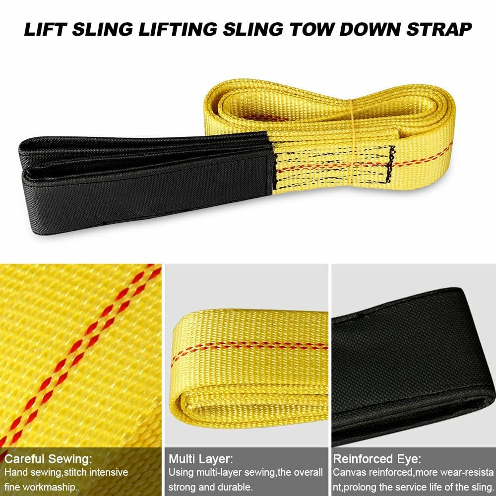 2Pack 6ft x 2in Lifting Sling Straps with Heavy Duty Flat Loops 10000LBS Nylon 3