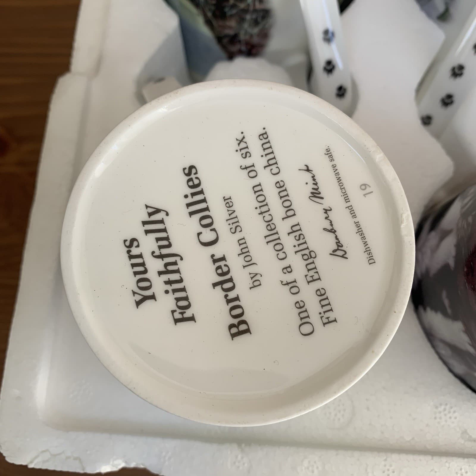 Danbury Mint Mugs x 6 Border Collies Dogs Bone China John Silver NEW 3