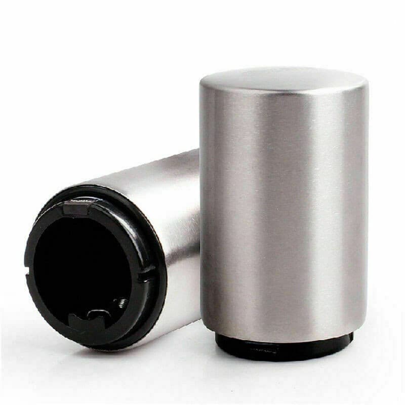 2-Pack Stainless Steel Automatic Push-Down Bottle Opener–Beer & Soda Cap Remover 3