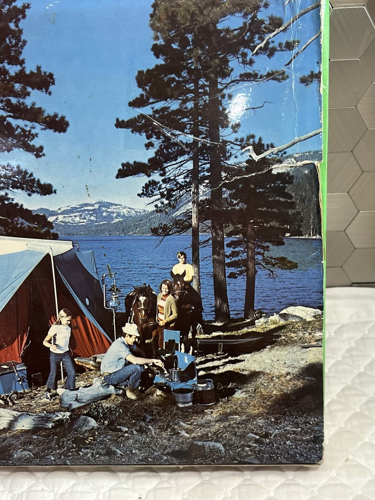 Vintage Sears Nylon Fabric Camping Mat Mattress Air Inflatable 76x30 Plaid Blue 4