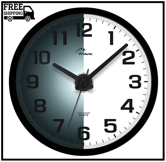 WallarGe Night Light Wall Clock for Bedroom - Silent Lighted up Wall Clock Glow  2