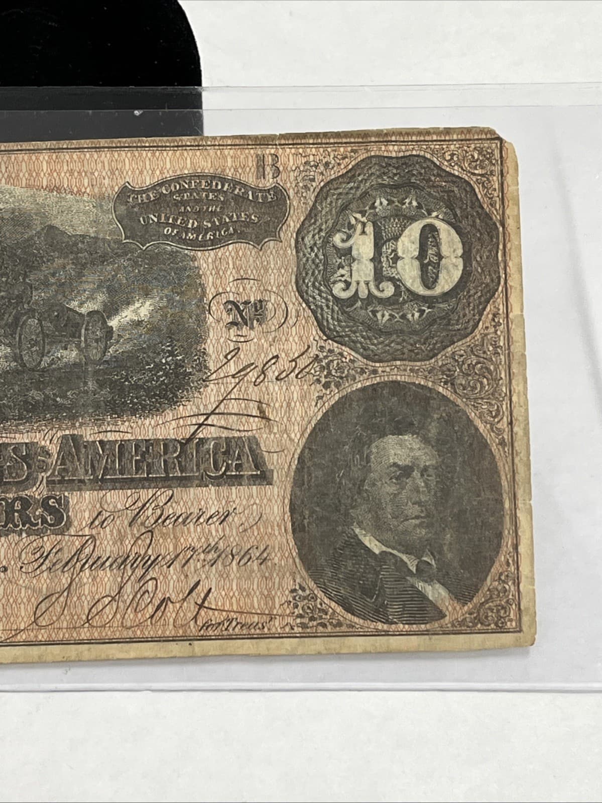 1864 Confederate States of America $10 Dollars - Civil War Note 4