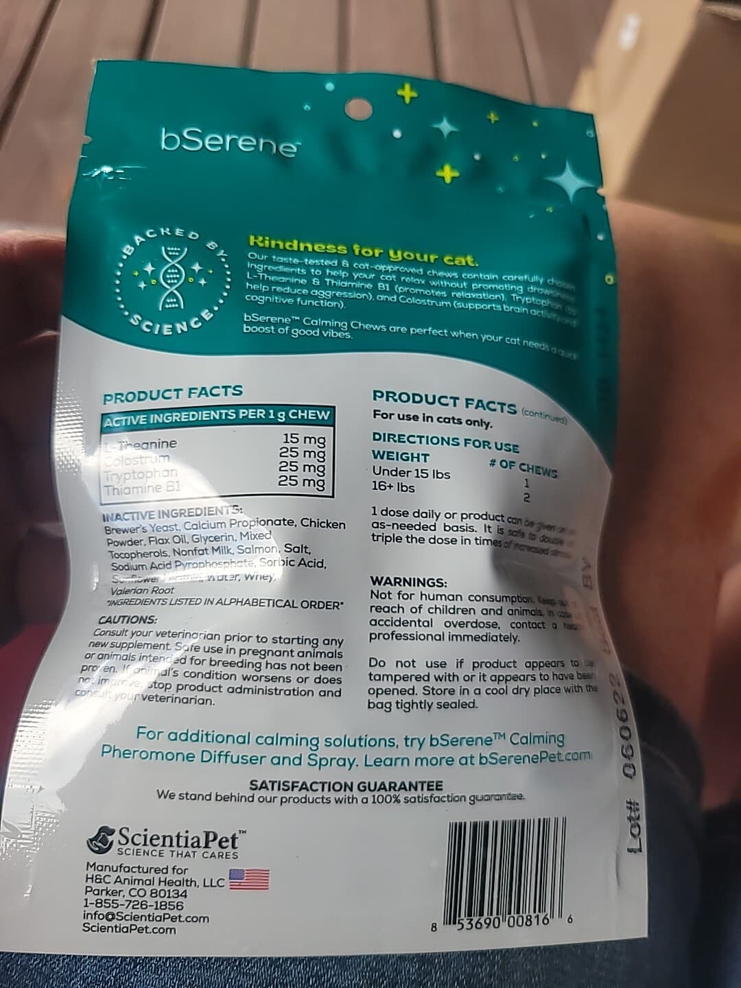 ScientiaPet bSerene Calming Cat Chews Salmon 120  Ct 6/24 2pk Free Shipping 2