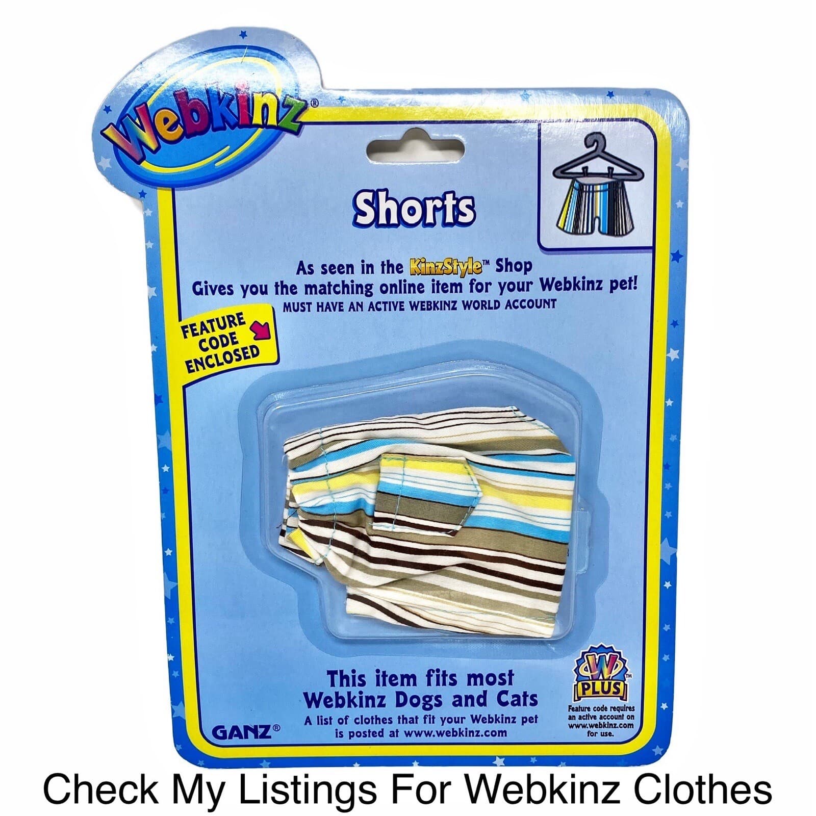 Ganz Webkinz Clothing Outfit Brown Corduroy Pants Fits Most Dog & Cat Plush CODE 6