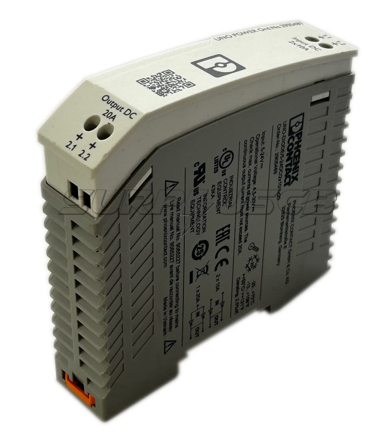 Phoenix Contact UNO-DIODE/5-24DC/2X10/1X20 Redundancy module, 5 V - 24 VDC