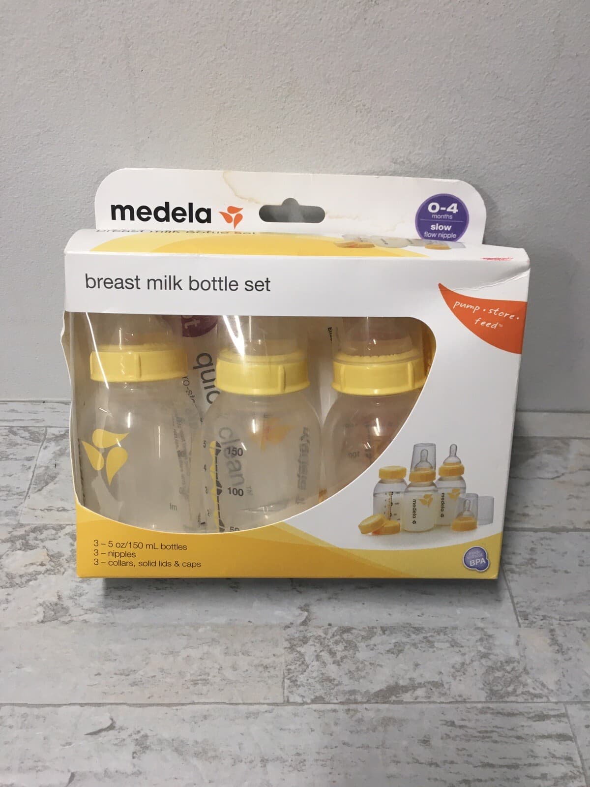Medela 87131 Breastmilk Bottle Set (3 Bottles) 5 oz Storage Caps Included. NEW