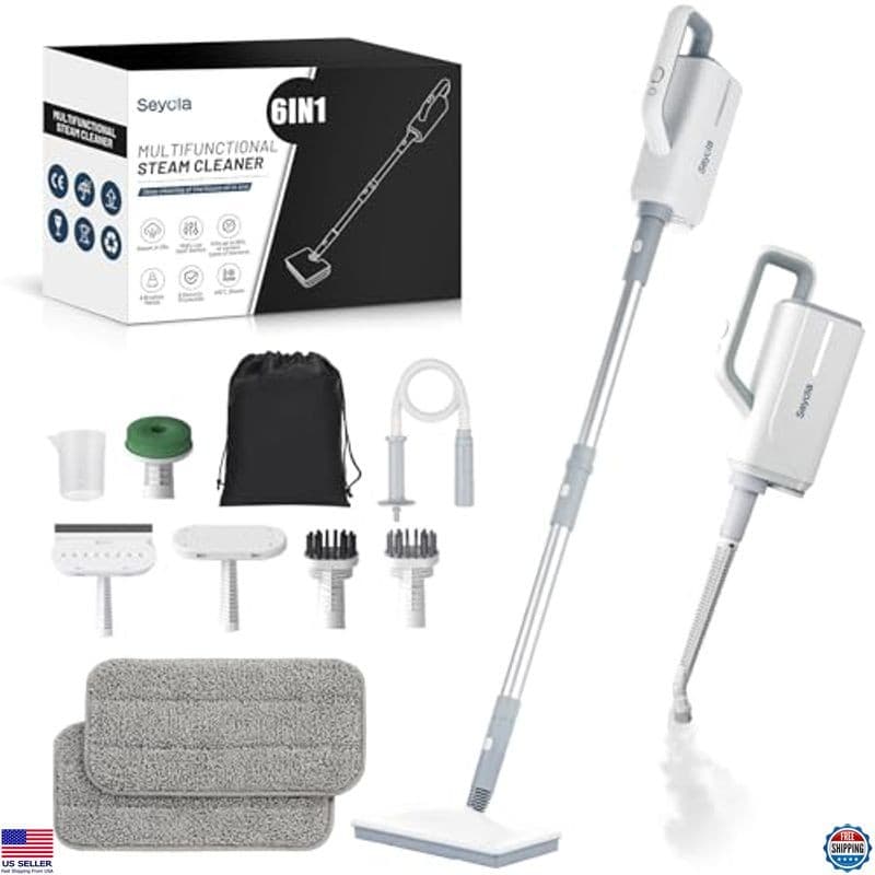 6-in-1 Steam Mop & Cleaner with Handheld Attachments for Hardwood, Windows,