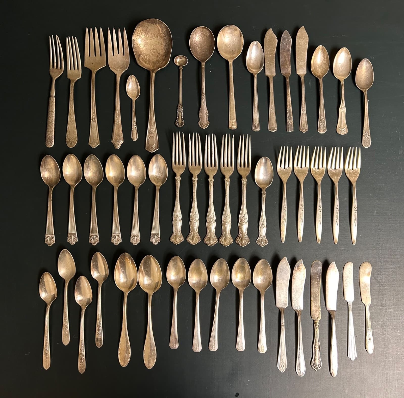 50-piece Vintage Craft Silver Plate Flatware Mixed Lot