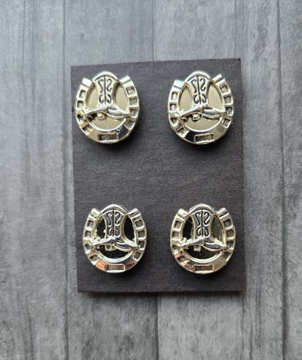 4 piece Silver horseshoe and boot Magnet Pins, horse show pins, Western, Halter 6