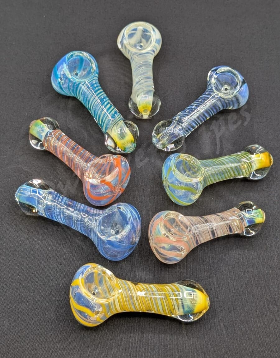 2x - 3.5" Glass Spoon Hand Pipes Tobacco Bowls - Assorted Colors 2
