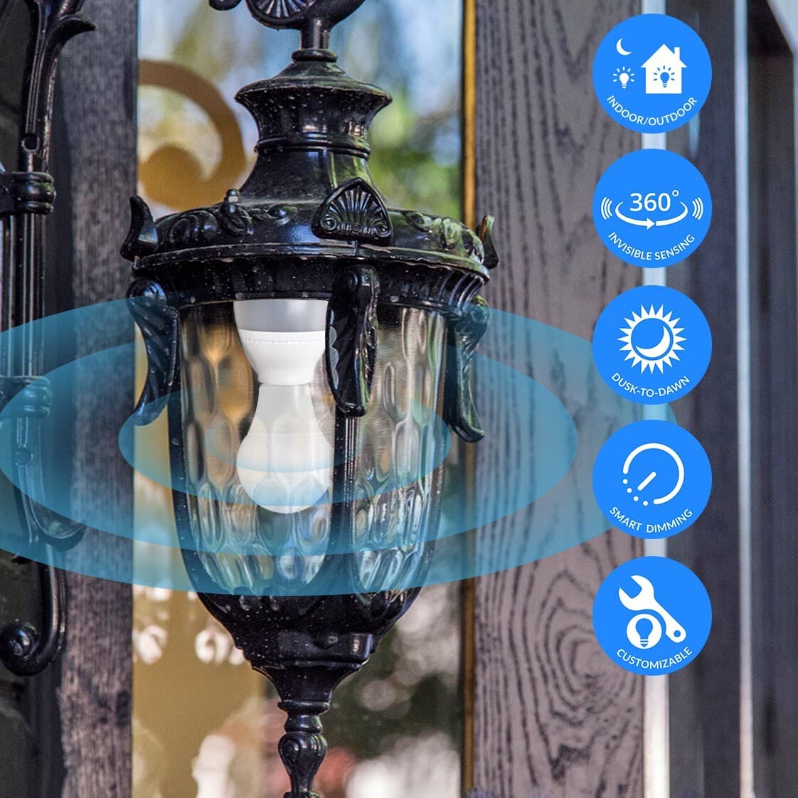 LED CFL Bulb Lamp Sockets of Motion Activated Radar Sensor Dusk to Dawn (2-Pack) 3