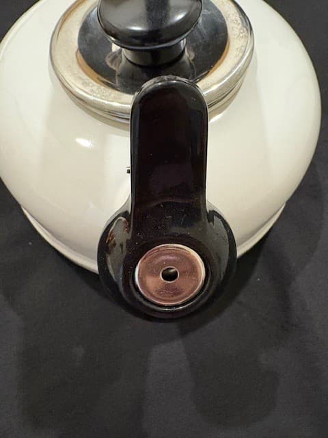  PERFECT Dansk Post Modern Bright White Tea Kettle Teapot Enamel w/Black Handle  6