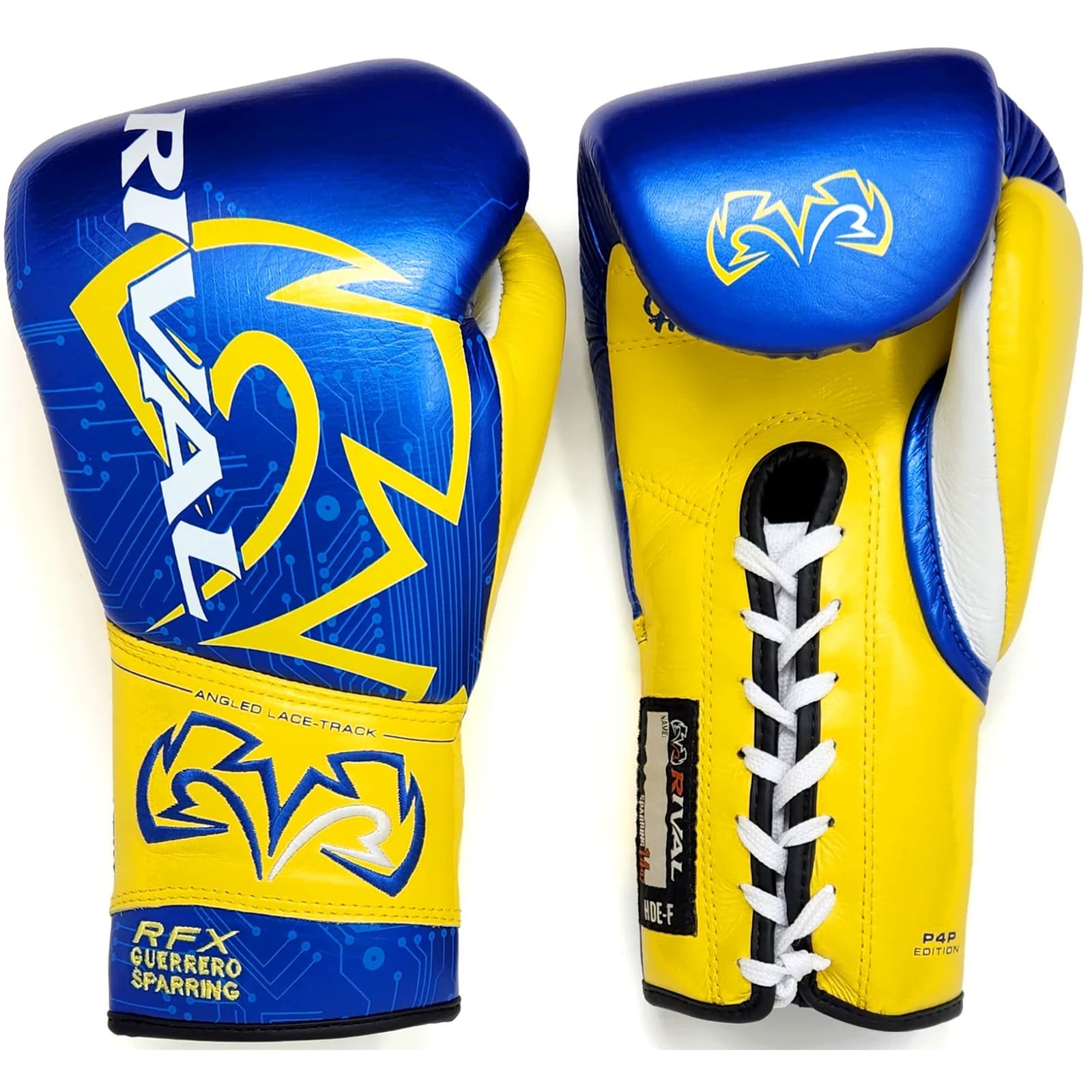 Rival Boxing RFX-Guerrero Sparring Gloves P4P Edition - 16 oz. - Blue/Yellow 2