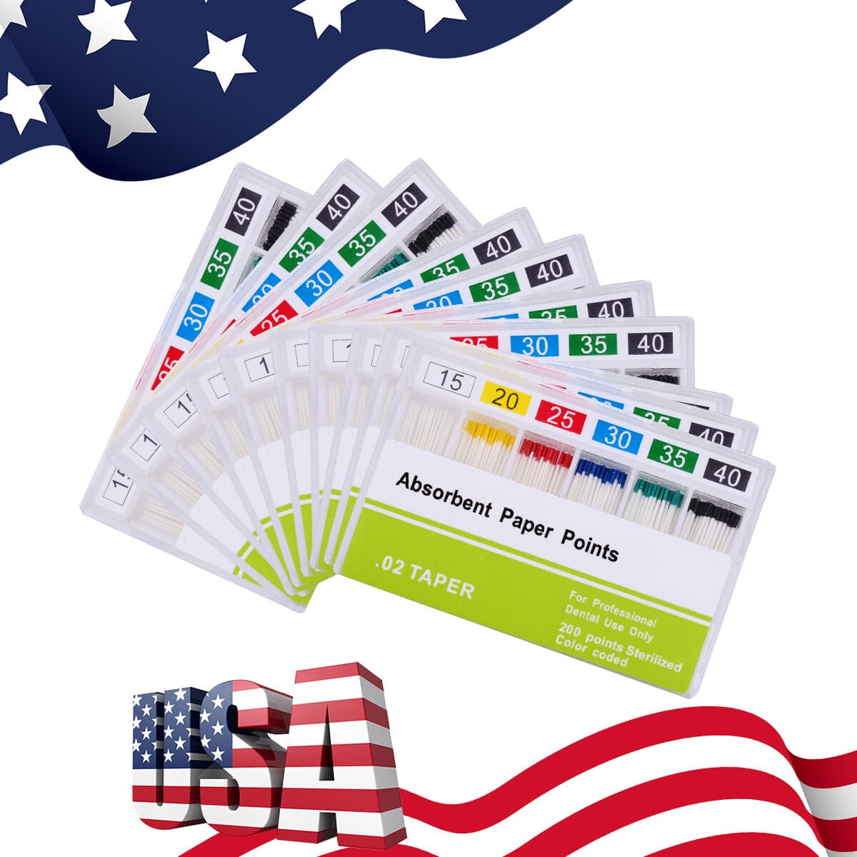 10X puntas papel absorbente de raíz endodóntica Dental puntas 0,02 Taper 15#-40#