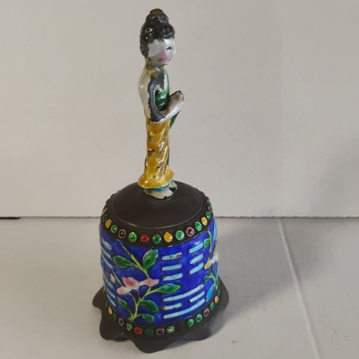 Antique Qing Chinese Enamel Bell ~ Taoist Immortal Figure B11 7 2