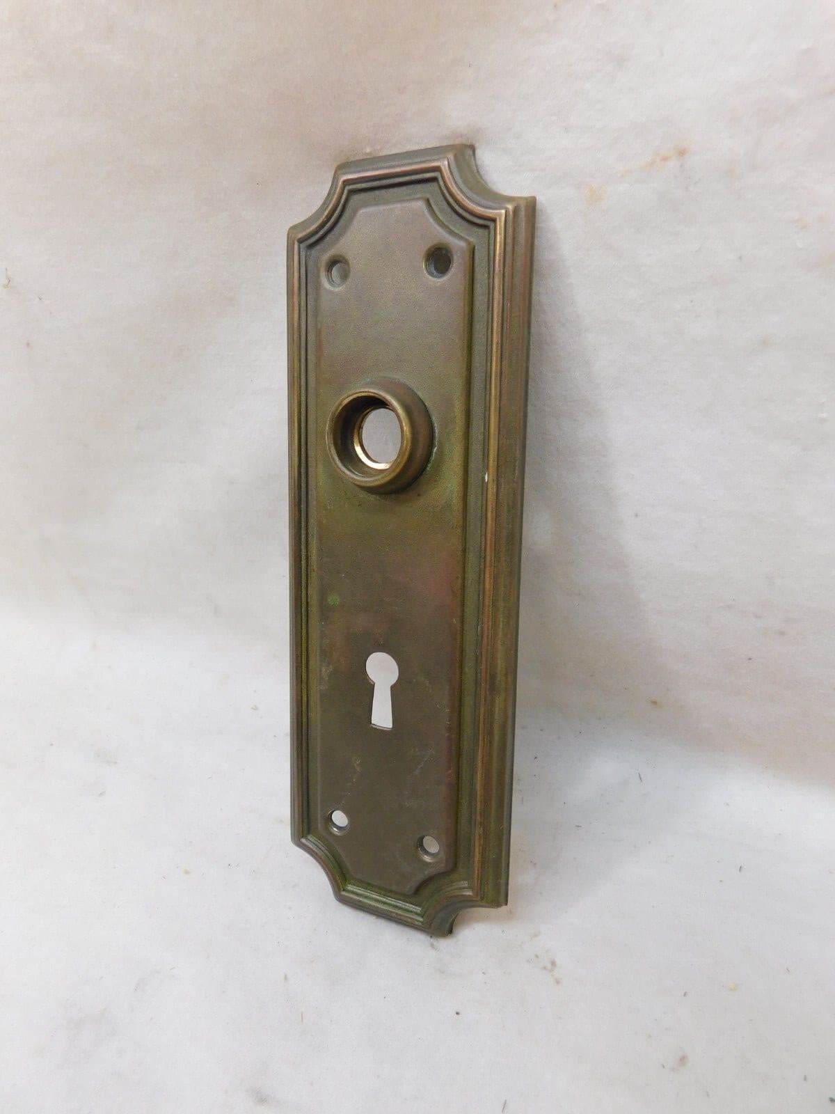 1900s Antique DOOR PLATE for Mortise Lock CRAFTSMAN/MISSION Style Brass ORNATE 6 3