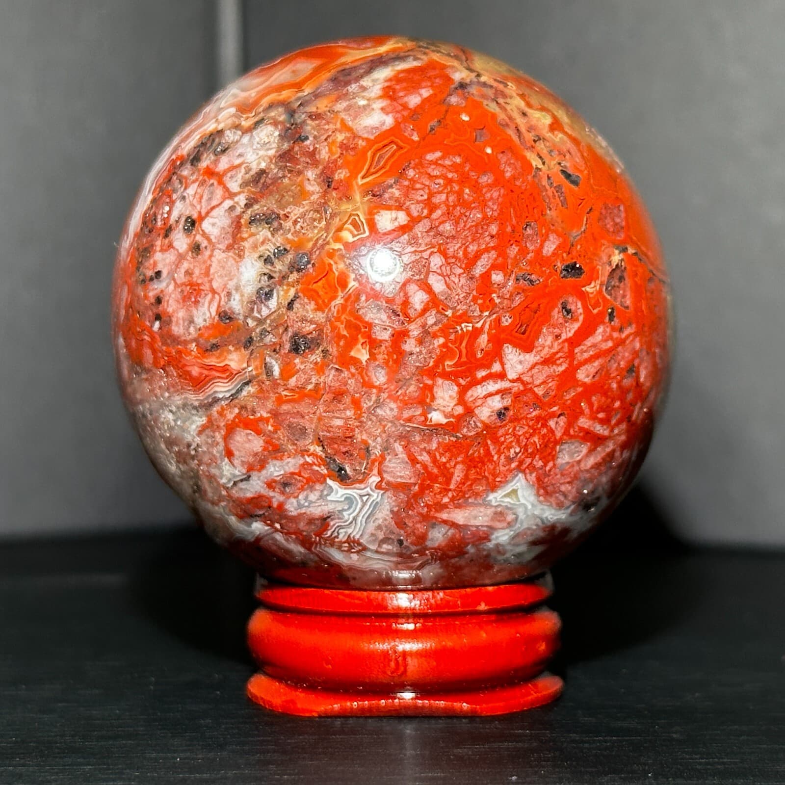 204G Natural Mexican agate Crystal Ball Reiki Healing Energy Decoration 4