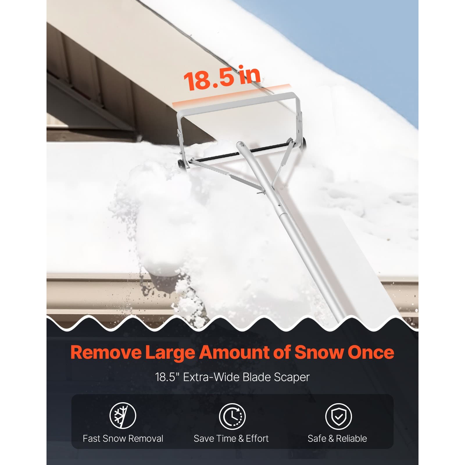 Uimoso 5.2-30 ft Snow Roof Rake with 18.5 in Aluminum Blade and Wheels 2