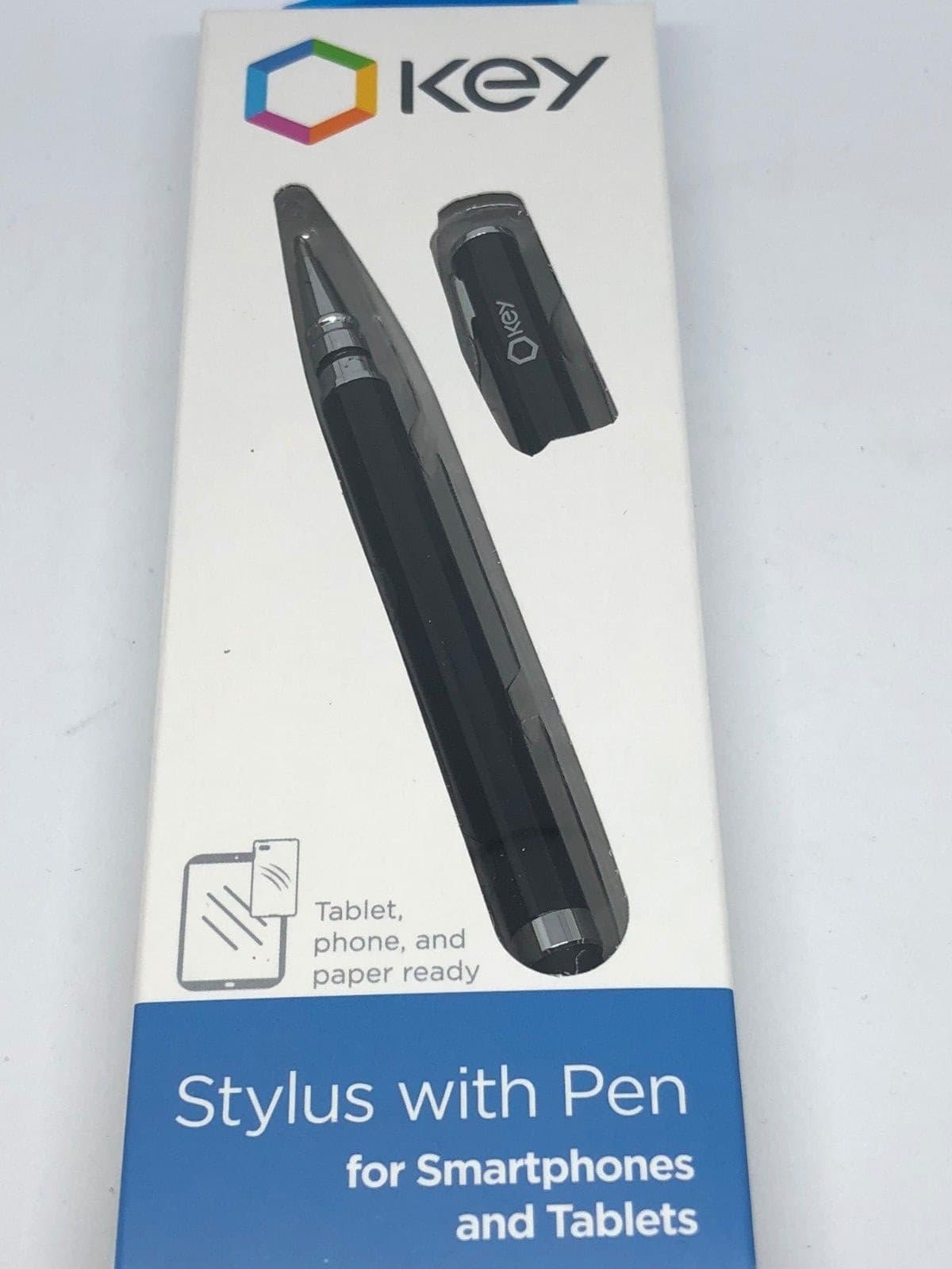 Key STYLUS with Built-in Pen for Smartphones and Tablets - Black/Chrome