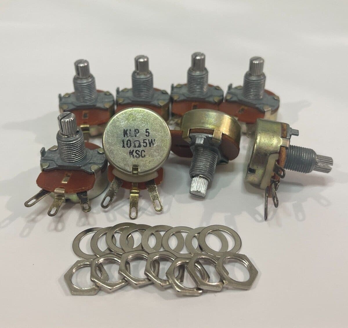 8 pcs. 10 ohm 5 watt NOS wire-wound linear potentiometers - NEED WORK