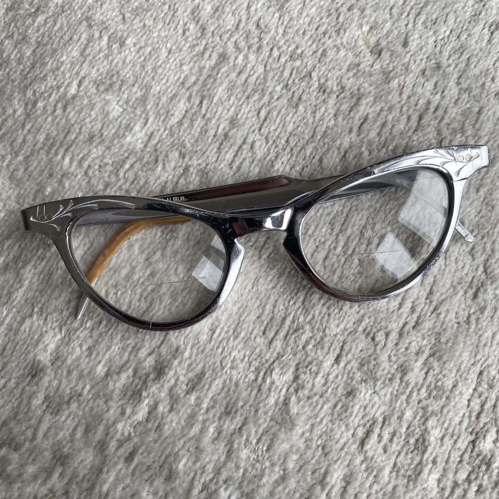 MCM Shuron Vintage Silver Tone Aluminum Eyeglasses Frames 44 20 - 4 1/4-5 1/2 2