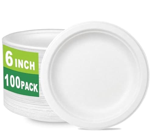 6 inch Small Compostable Dessert Plates,100 Count 5