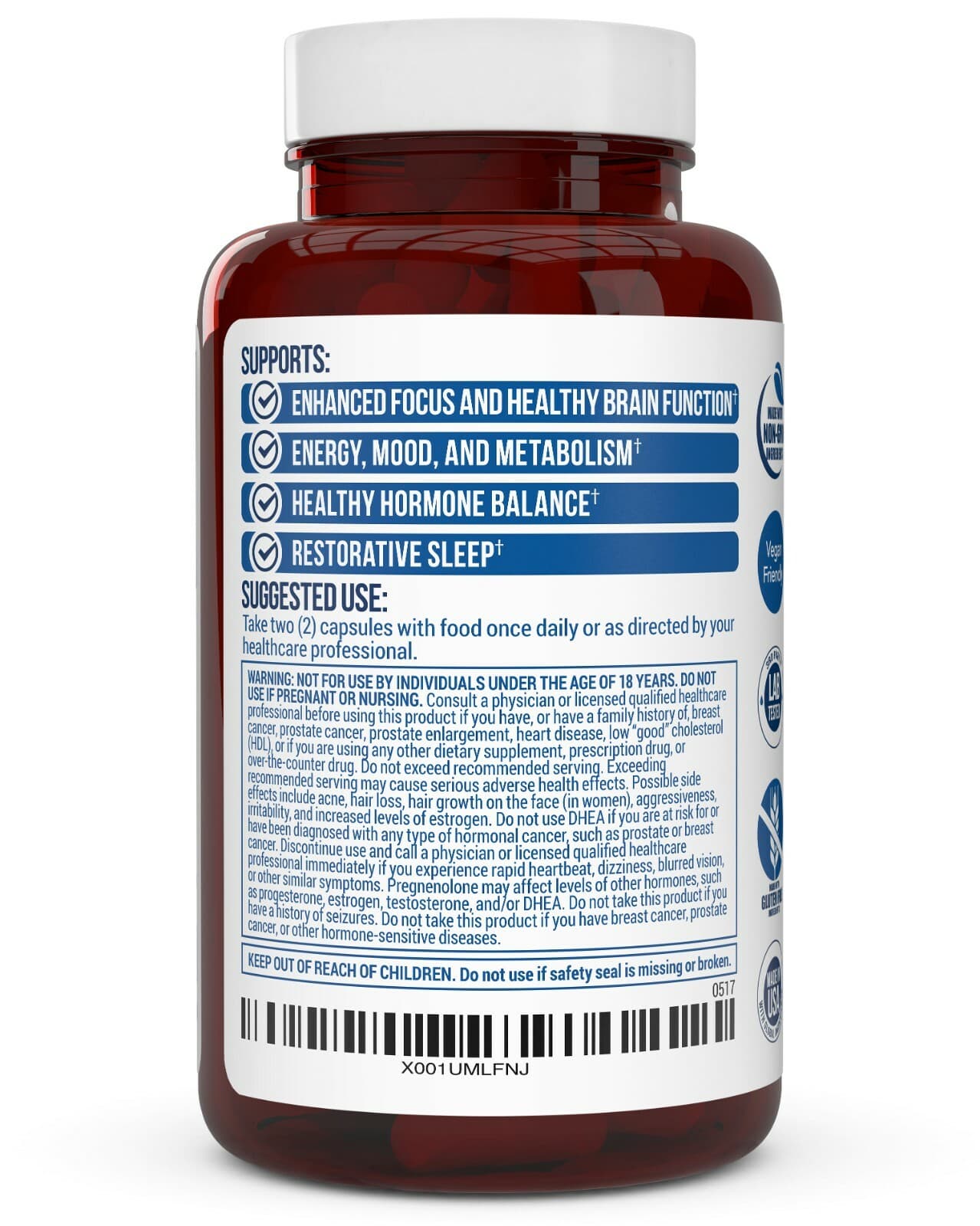 Extra Strength DHEA 100mg Supplement with Pregnenolone 60mg 3