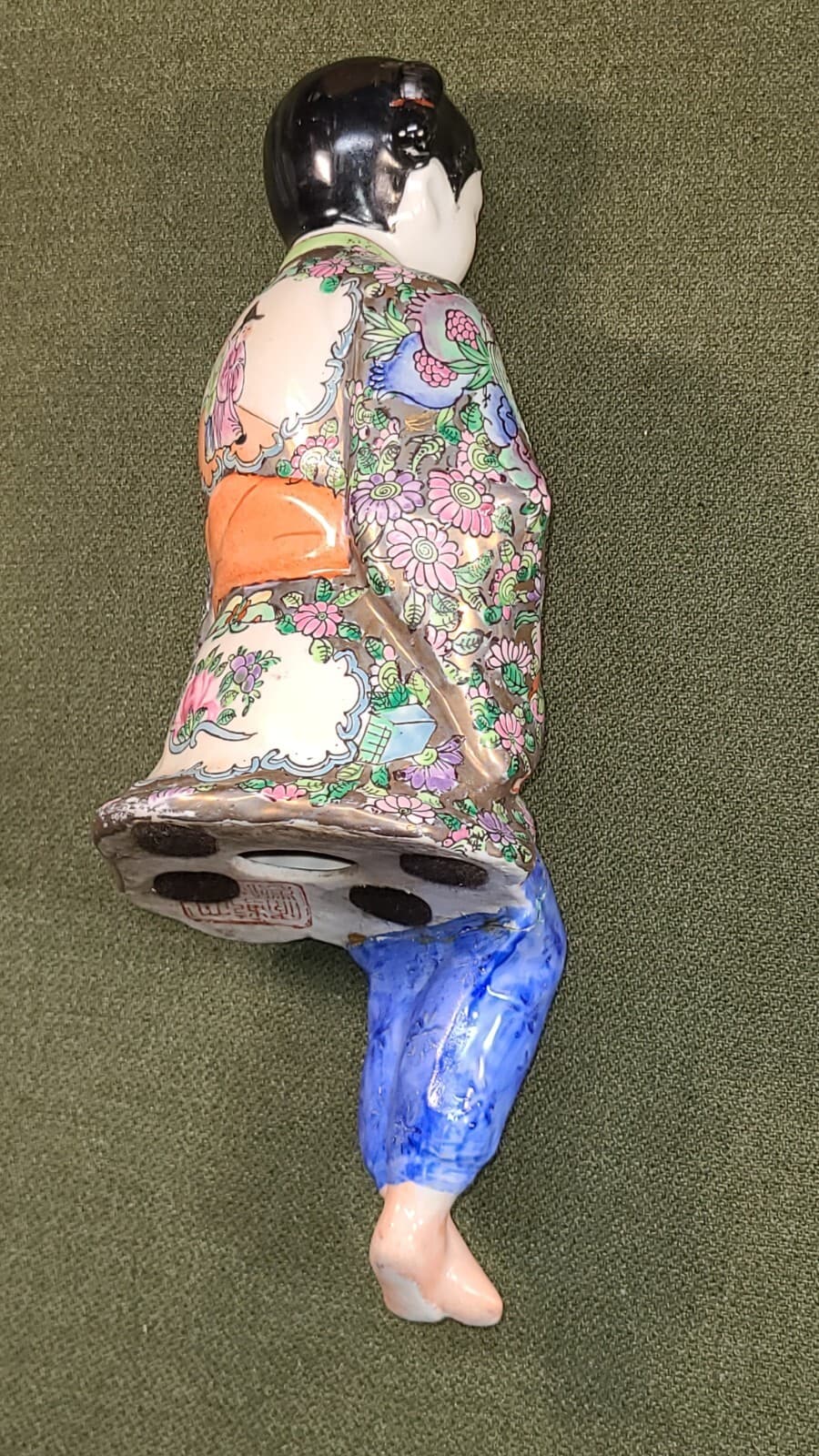 Vintage Chinese Asian Chinoiserie Painted Porcelain Boy and Girl Shelf Sitters 6