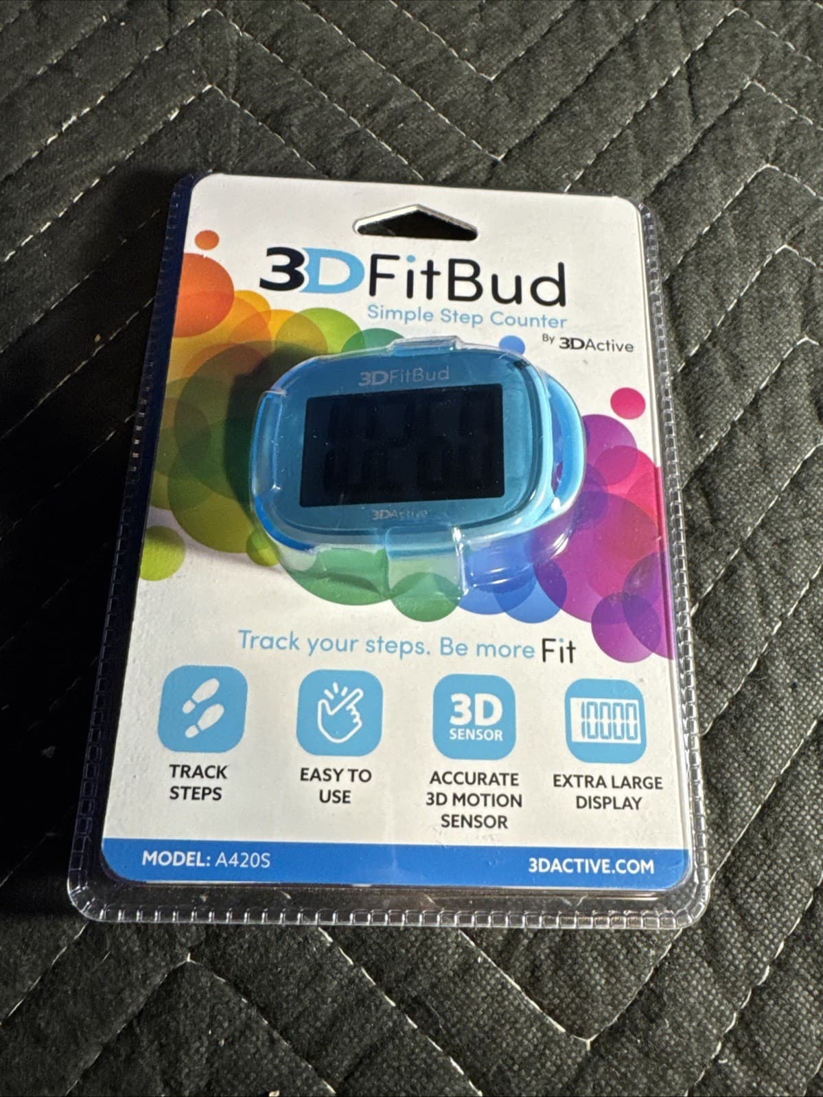3DActive FitBud Simple Step Counter 3D Pedometer with Clip & Lanyard A420S Blue