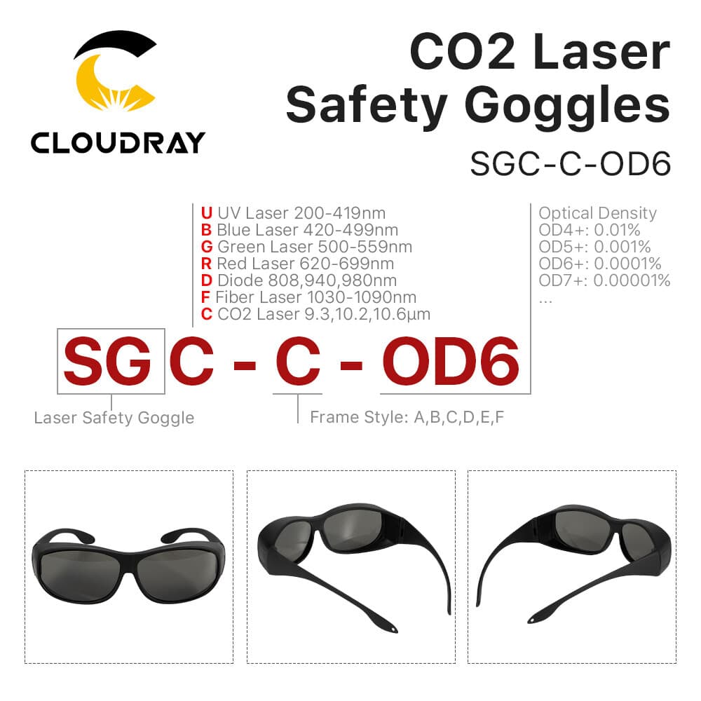 CO2 OD6+ 10.6um Protective Laser Safety Goggles Safety Glasses for Co2 Engraver 2