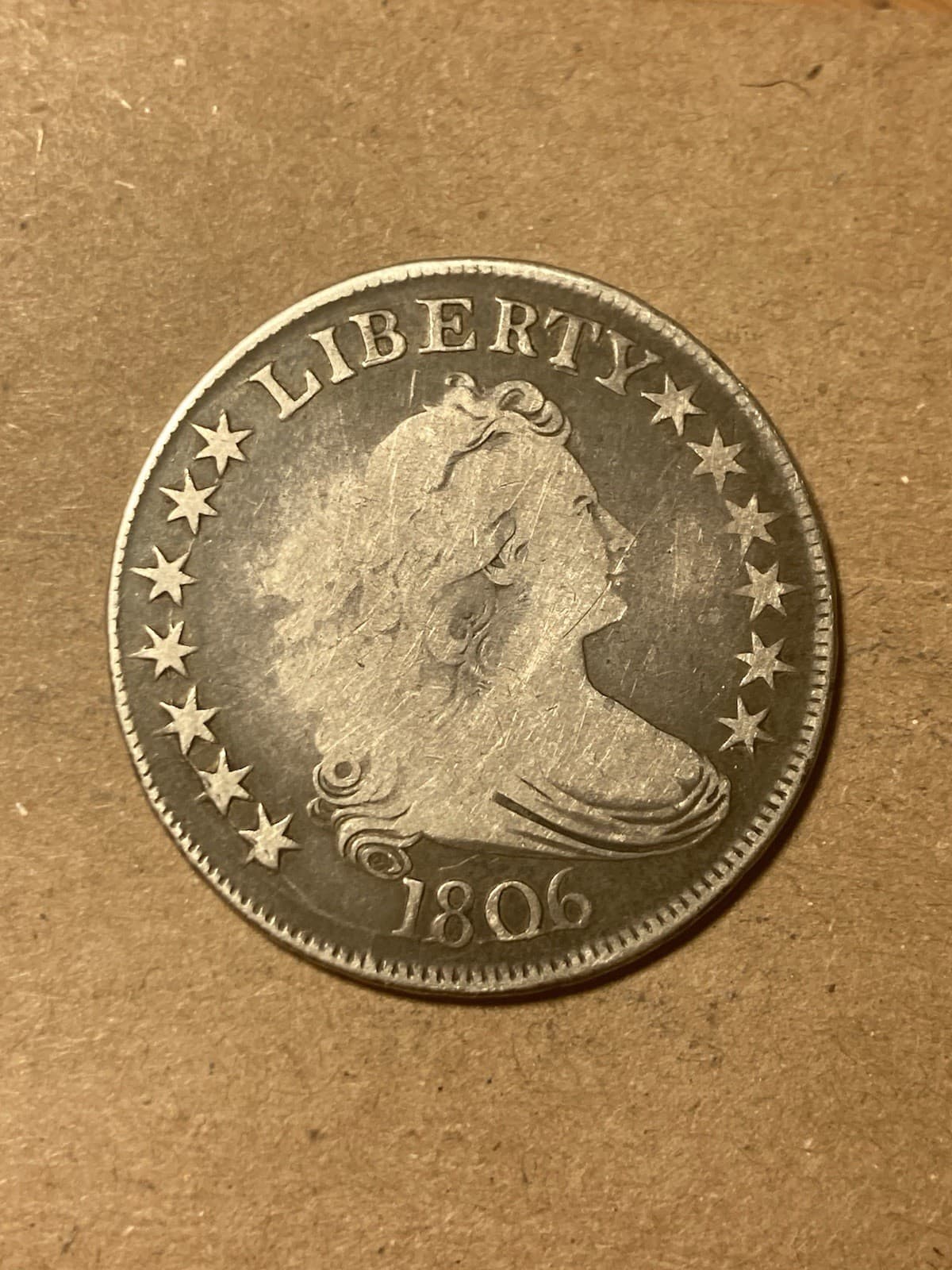 1806 Draped Bust Half Dollar - Pointed 6 Stem - As Shown! (#1759) 3